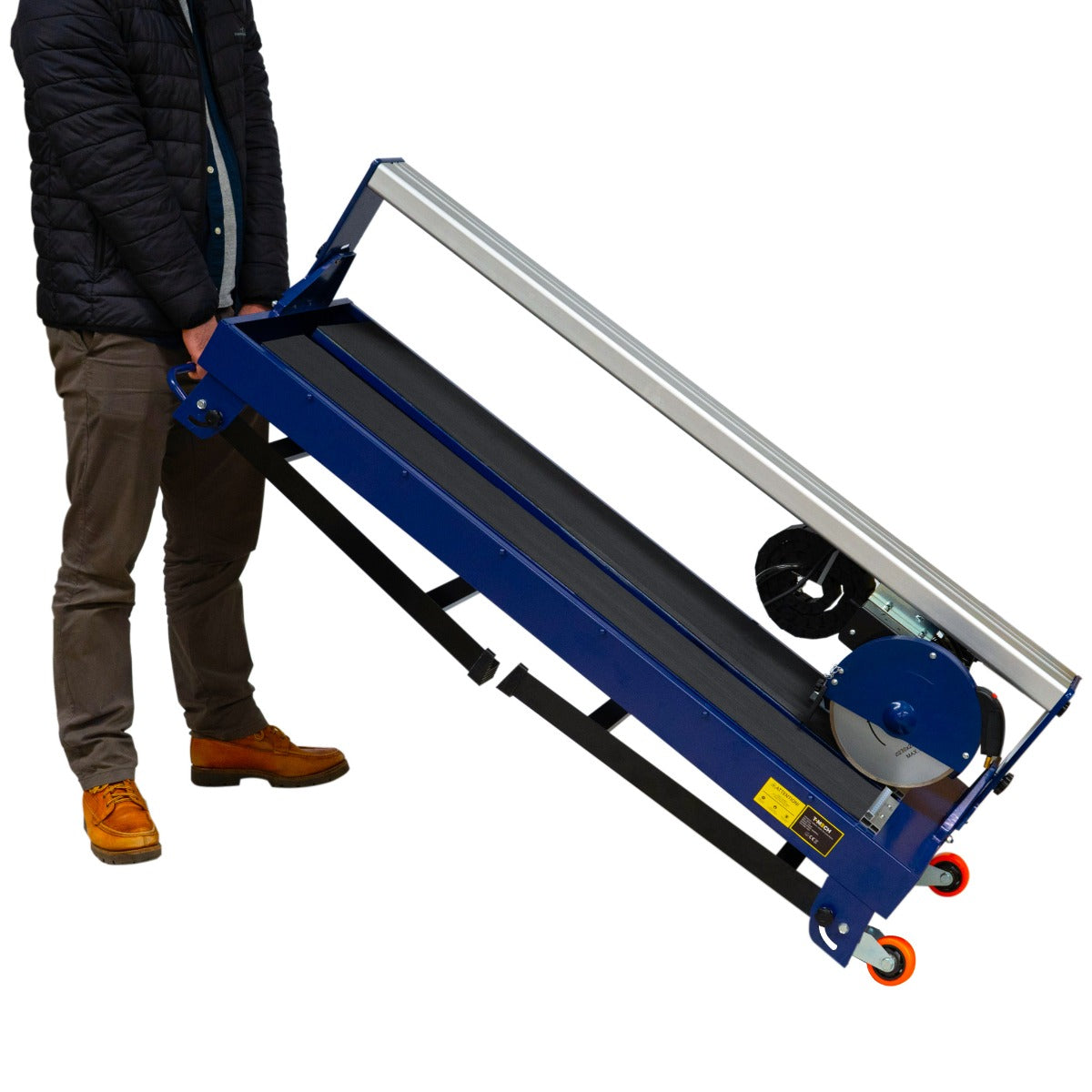 Robuster Fliesenschneider mit Tisch in Blau, 920mm Schnittlänge, tragbar, mit stabilen Rollen und einem präzisen Schneidmechanismus für Fliesenarbeiten