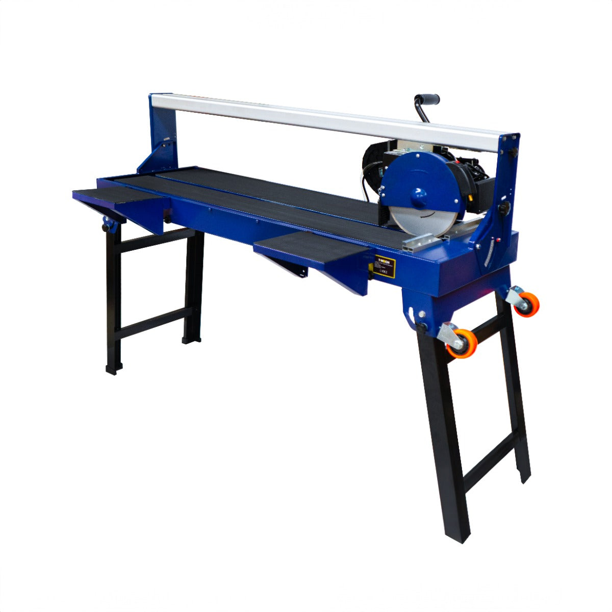 Robuster Fliesenschneider mit Tisch in Blau, 920 mm Schnittlänge, 1200 W Leistung, ausgestattet mit stabilen Standbeinen und präziser Schneidscheibe