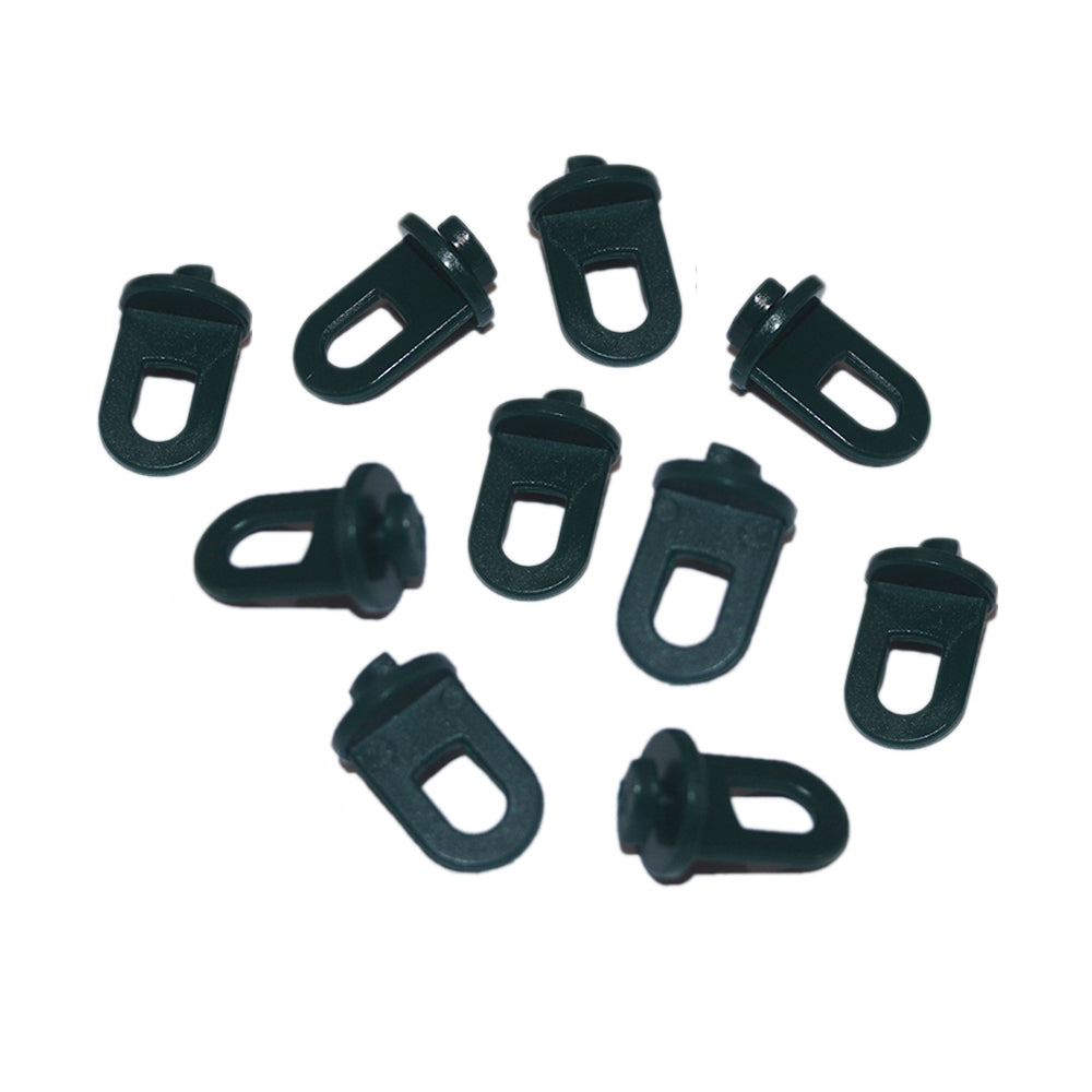 Schwarze Kunststoff-Haken für Gewächshäuser, ideal zur Befestigung von Regalen, stabil und langlebig, im Set von zehn Stück erhältlich