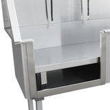 Edelstahl Haustierbadewanne mit glatter Oberfläche, robustem Design und praktischer Ablage, ideal für das Baden von Haustieren in einem modernen Stil