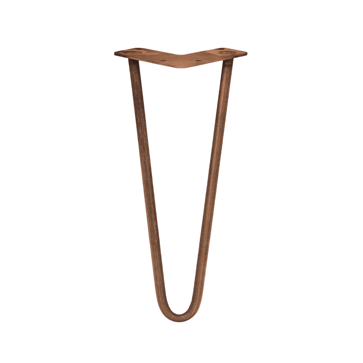 Elegante, rostbraune Haarnadelbeine aus Metall mit zwei Streben, ideal für die Gestaltung von Tischen und Möbeln, Höhe 30,5 cm