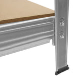 Stahl-Regal mit robustem, silbernem Metallrahmen und einer stabilen, braunen Holzplatte, ideal für Lagerung und Organisation