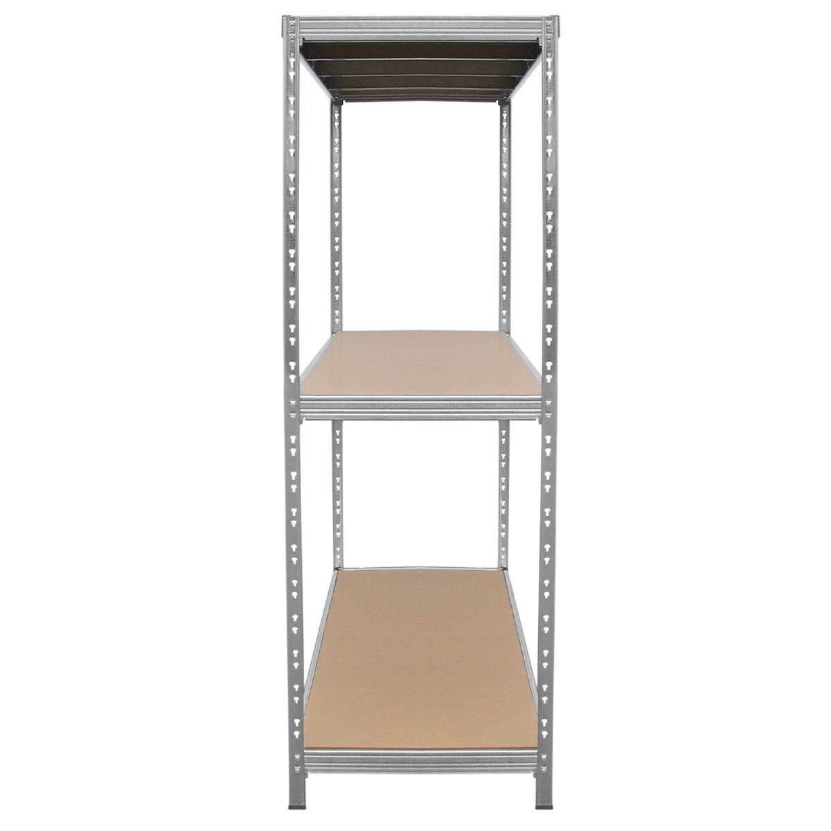 Stabiles HD-Rax Stahl-Regal mit drei Regalböden in silberner Farbe, ideal für Lagerung, mit robusten, glatten Oberflächen und einem modernen Design
