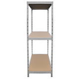 Stabiles HD-Rax Stahl-Regal mit drei Regalböden in silberner Farbe, ideal für Lagerung, mit robusten, glatten Oberflächen und einem modernen Design