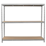Stabiles HD-Rax Stahl-Regal mit drei Regalböden in silberner Farbe, ideal für Lagerung und Organisation von Gegenständen in Werkstätten oder Garagen
