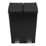 Schwarzer 60l Doppel Abfalleimer mit zwei Tretmechanismen, elegantes, modernes Design, aus robustem Metall, ideal für Mülltrennung