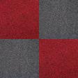 Teppichfliesen in Fieberrot und Kohle-Schwarz, quadratisch, 50 x 50 cm, mit strukturierter Oberfläche, ideal für kreative Bodenbeläge