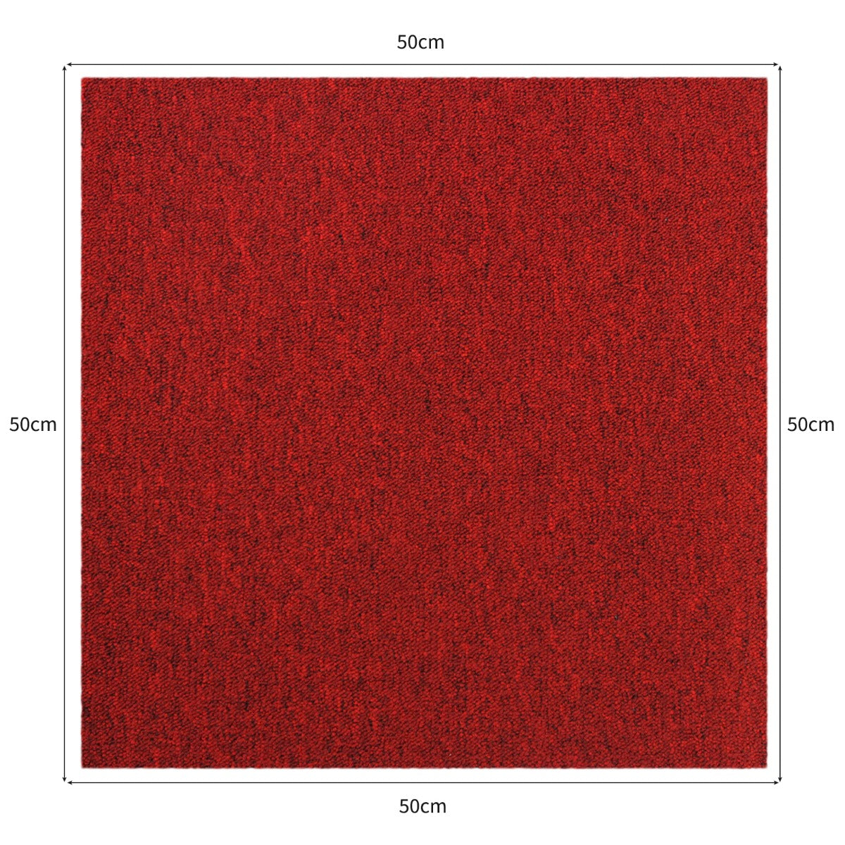 Fieberrote Teppichfliese 50 x 50 cm mit strukturierter Oberfläche, ideal für kreative Bodenlösungen in Wohn- und Geschäftsräumen