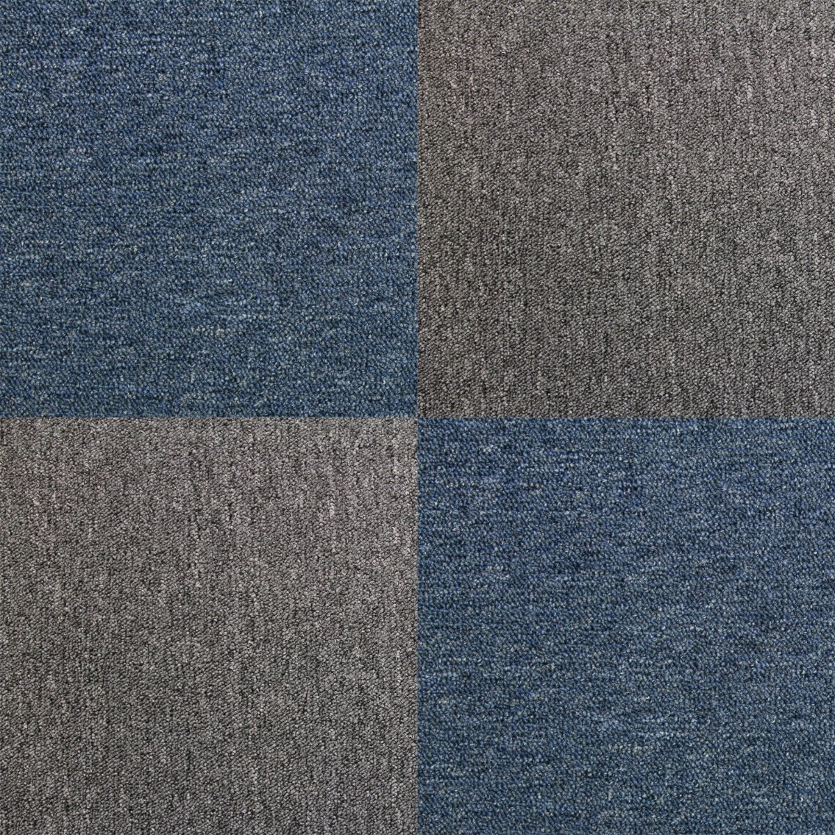 Teppichfliesen in Sturmblau und Anthrazit, quadratisch, 50 x 50 cm, mit weicher Textur und robustem Material, ideal für stilvolle Bodenbeläge