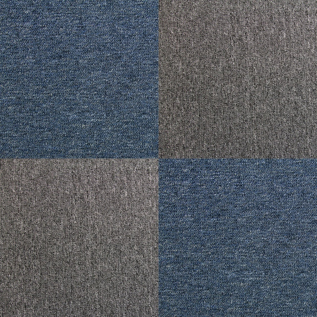 Teppichfliesen in Sturmblau und Anthrazit, quadratisch, 50 x 50 cm, mit weicher Textur und robustem Material, ideal für stilvolle Bodenbeläge