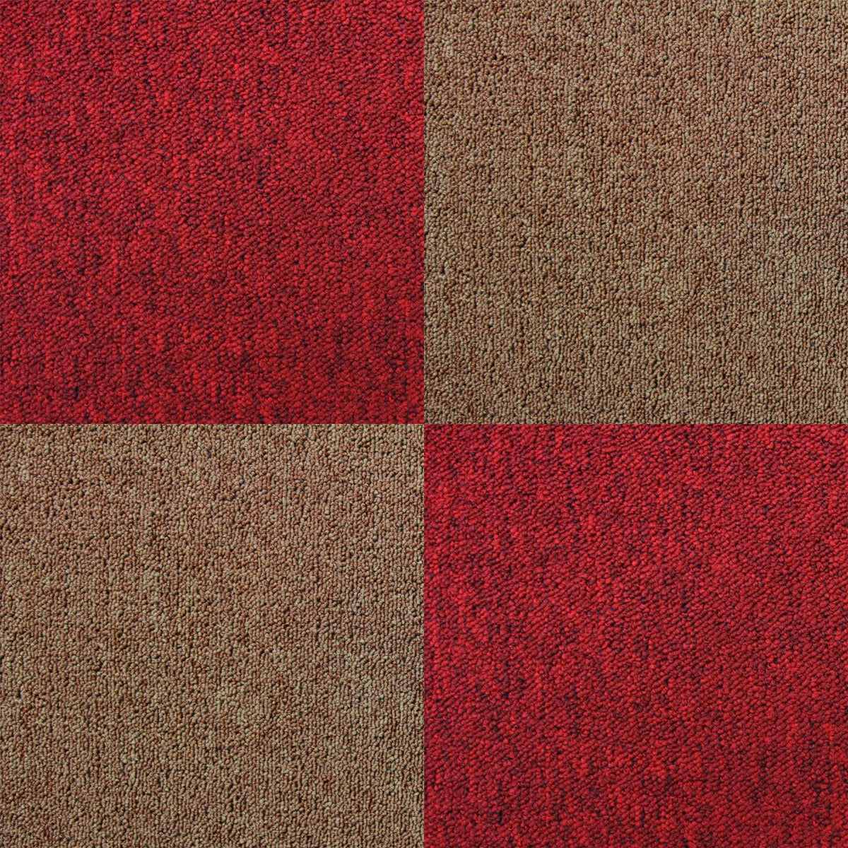 Teppichfliesen in Sand- und Fieberrot, 50 x 50 cm, mit strukturierter Oberfläche, ideal für kreative Bodenlösungen in modernen Räumen