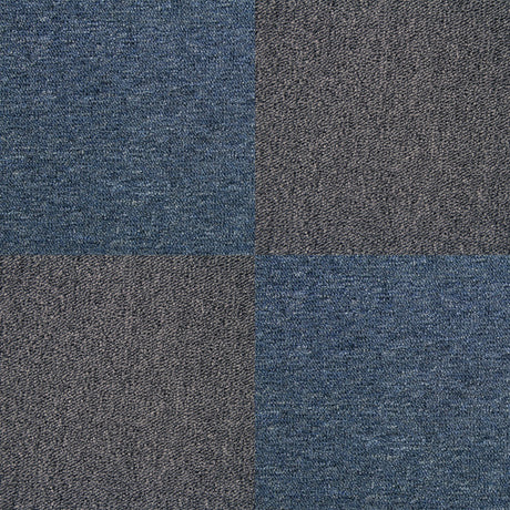 Teppichfliesen in Kohle-Schwarz und Sturmblau, 50 x 50 cm, mit strukturiertem, weichem Material, ideal für stilvolle Bodenbeläge in Wohnräumen
