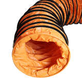 Oranger, flexibler Schlauch mit gewellter Textur, geeignet für den MAXBLAST Industrieventilator, ideal für Luftzirkulation und Belüftung