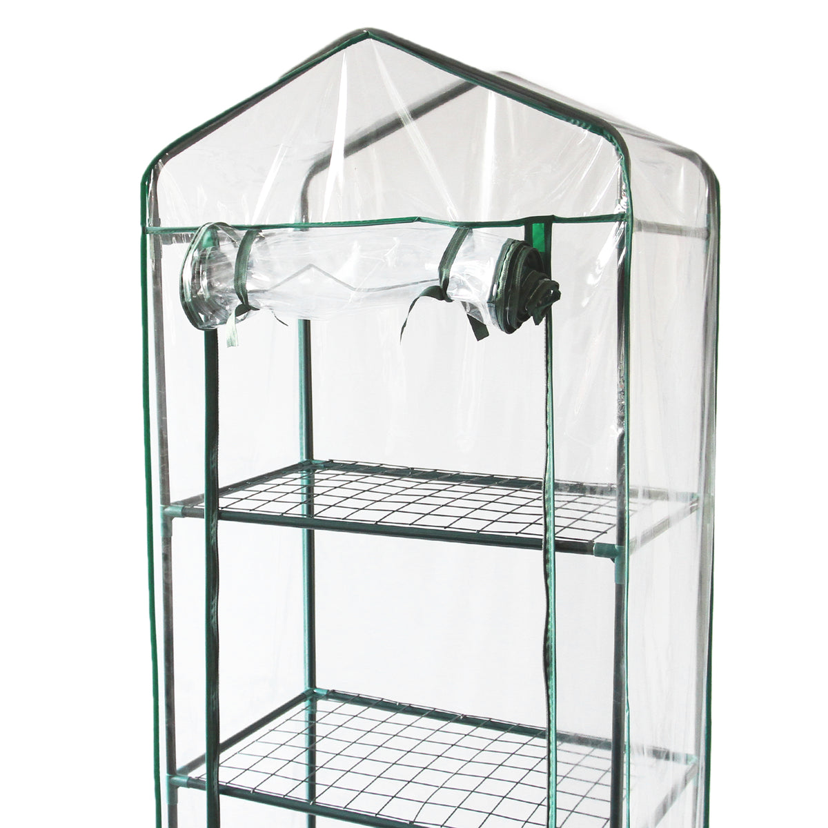 Mini-Gewächshaus mit transparentem Kunststoffüberzug, vier stabilen Regalen aus Metall, ideal für Pflanzenzucht und Gartenarbeit