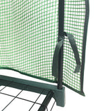 Mini-Gewächshaus mit vier Regalen, grünem Netz und stabiler Polyethylen-Abdeckung, ideal für Pflanzenzucht und Schutz vor Witterungseinflüssen