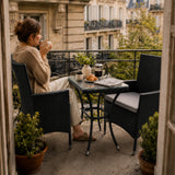 Jardí Rattan Bistro Set Schwarz
