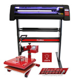 LED Schneideplotter mit schwarzem Gehäuse, roter Transferpresse und benutzerfreundlicher Software, ideal für präzise Schneid- und Druckprojekte