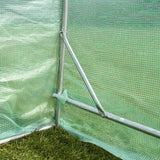 Grüner Polytunnel mit 19mm Rahmen, Netzstruktur und stabilen Stützstreben, ideal für den Anbau von Pflanzen im Garten