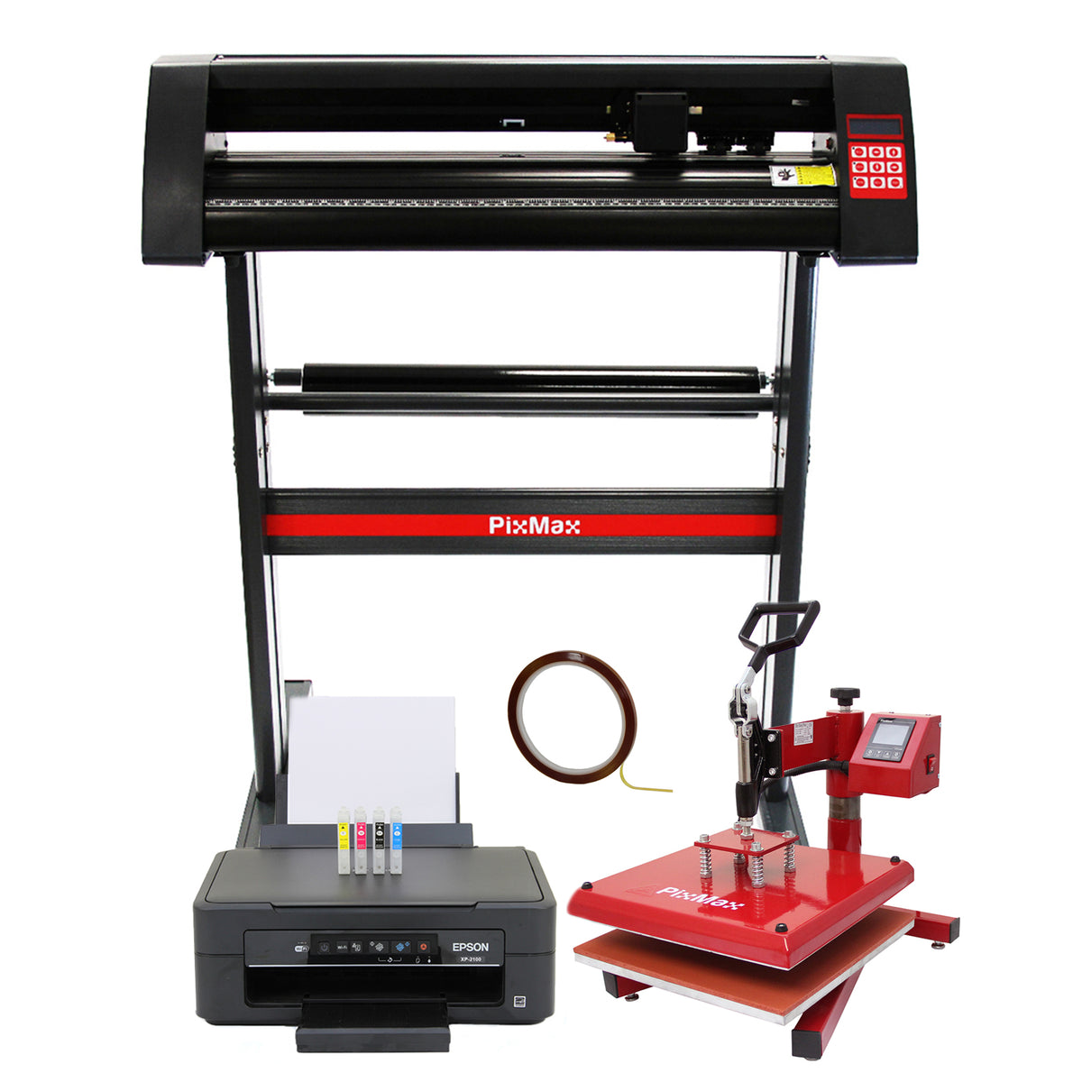 Schwenkpresse in Rot und Schwarz, 720-mm-Vinylschneider mit Epson-Drucker, ideal für kreative Projekte und personalisierte Drucke