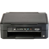 Schwarzer Epson-Drucker XP-2100 mit Bedienelementen, der kompakt und modern gestaltet ist, ideal für den Einsatz mit einer 38-cm-Klapppresse und Vinylschneider