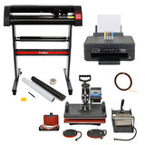 5-in-1-Heißpresse, 720-mm-Vinylschneider, Epson-Drucker und Entgitterungsset, ideal für kreative Projekte mit bunten Materialien und präzisen Schnitten