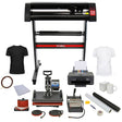 PixMax Da Vinci Set 5 in 1 mit Transferpresse, Schneideplotter und Drucker, umfasst T-Shirts, Tassen und verschiedene Materialien in Schwarz und Weiß