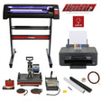5-in-1-Gerät mit LED-Vinylschneider, Value-Drucker, CISS, SignCut-Software, Entgitterungsset und Hitzeschutzband in schwarz und rot