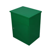 Grüner Paketkasten aus robustem Material, rechteckige Form mit glatter Oberfläche und einer Tür für einfachen Zugang zu Paketen