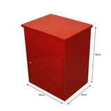 Roter Paketkasten aus robustem Material, rechteckig mit glatter Oberfläche, Maße 36 cm x 46 cm x 58 cm, ideal für die sichere Zustellung von Paketen