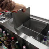 Hochwertige Edelstahl-Doppel-Cocktail-Bar-Station mit integriertem Waschbecken und abnehmbarem Trennblech, ideal für professionelle Mixgetränke