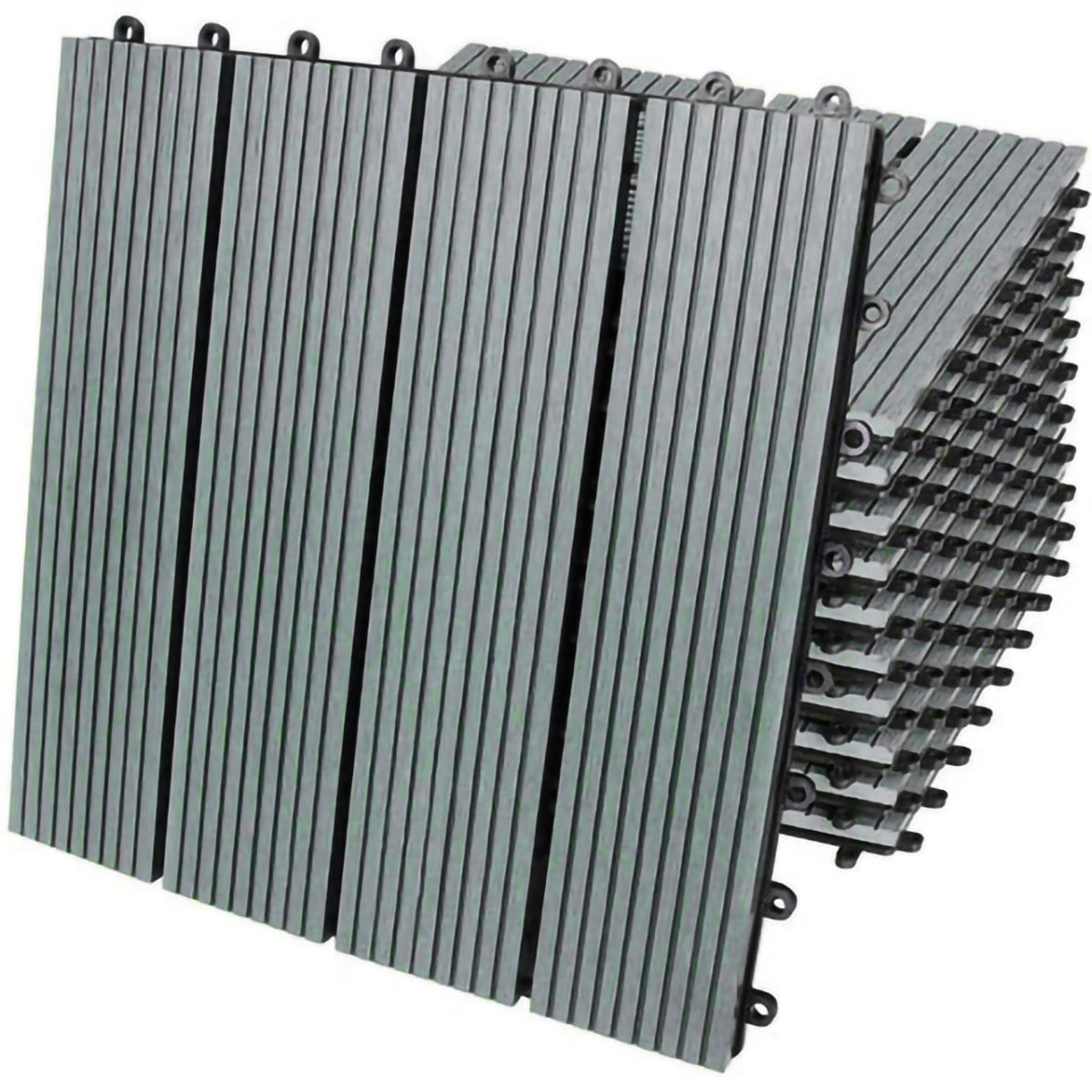 Grau WPC-Terrassenfliesen 30x30 cm, mit gerillter Oberfläche und strapazierfähigem Material, ideal für Außenbereiche und Terrassen