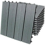 Grau WPC-Terrassenfliesen 30x30 cm, mit gerillter Oberfläche und strapazierfähigem Material, ideal für Außenbereiche und Terrassen