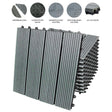 Grau WPC-Terrassenfliesen im Format 30x30 cm, mit strukturiertem, rutschfestem Design und 2,5 cm Dicke, ideal für Außenbereiche und Terrassen