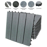 Grau WPC Terrassenfliesen 30 x 30 cm, strukturiert mit Rillen, langlebig und wetterfest, ideal für Außenbereiche und Terrassen