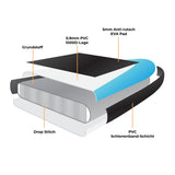 Aufbau des 307 cm langen, blauen aufblasbaren Paddle Boards mit 0,9 mm PVC, rutschfestem EVA-Pad und stabiler Drop-Stitch-Technologie
