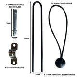 Fahrradzelt-Zubehör mit 8 strapazierfähigen Bodenbolzen, 4 Befestigungsclips, 20 Bungee-Ball-Riemen und stabilen Bodenheringen in Schwarz und Silber