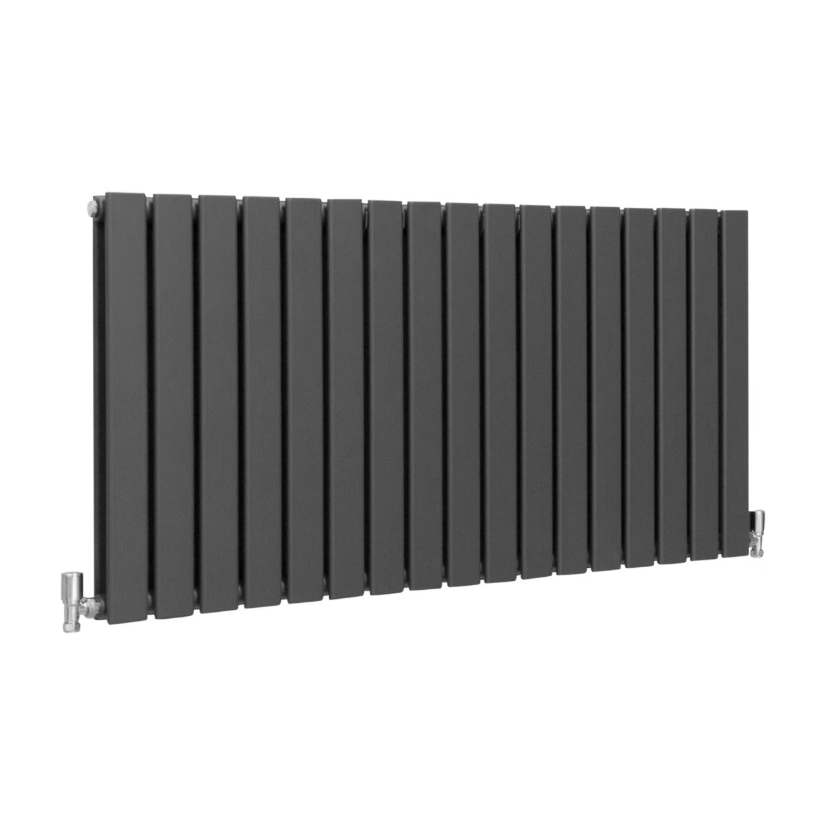 Paneelheizkörper in Anthrazit Grau, 600mm x 1190mm, mit schlanken, vertikalen Lamellen und glatter, pulverbeschichteter Oberfläche für moderne Räume
