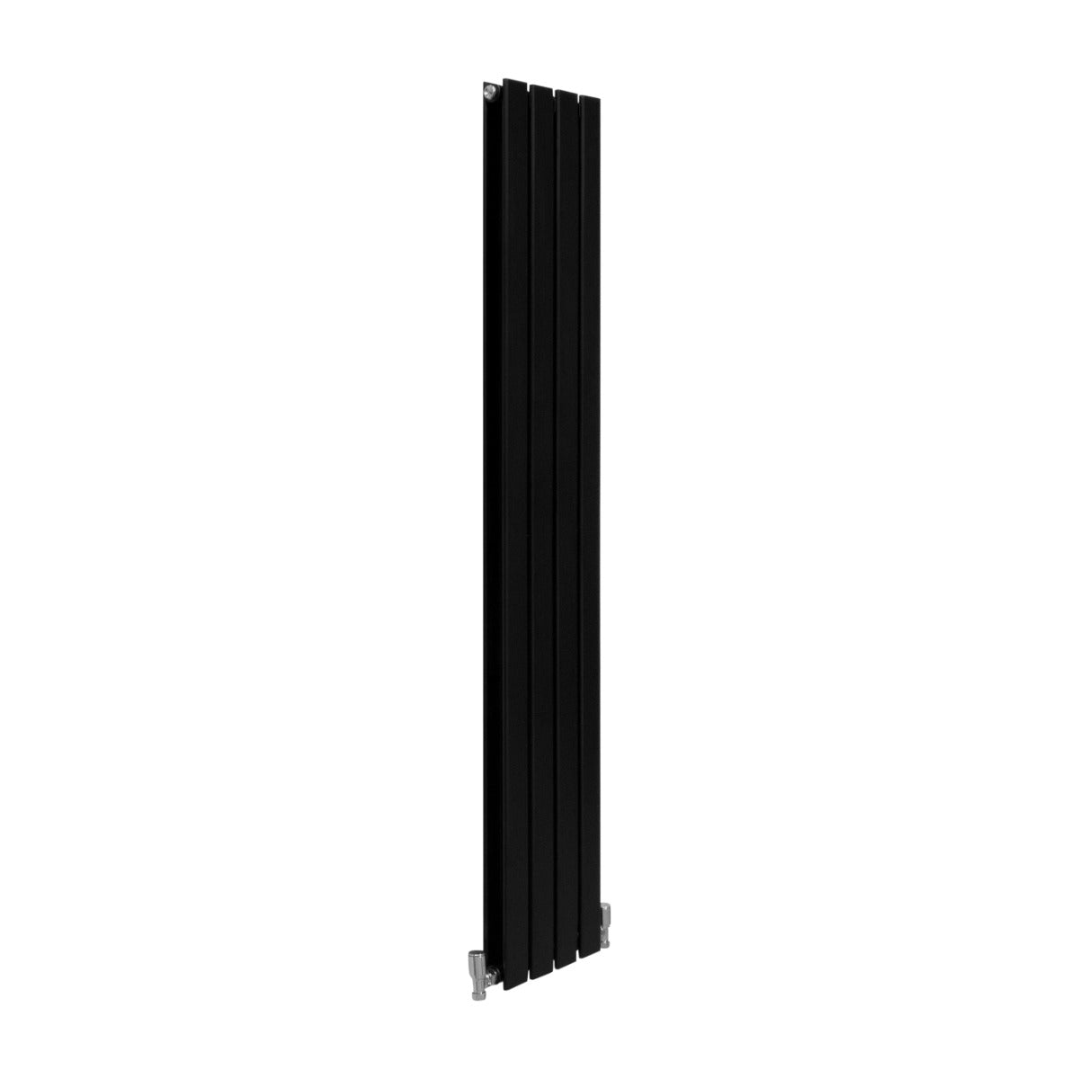 Schlanker, mattschwarzer Paneelheizkörper mit einer Höhe von 1600 mm und einer Breite von 280 mm, ideal für moderne Innenräume