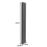 Hochformat Paneelheizkörper in Anthrazit Grau, 1800mm hoch und 280mm breit, mit schlankem, modernem Design und glatter Oberfläche