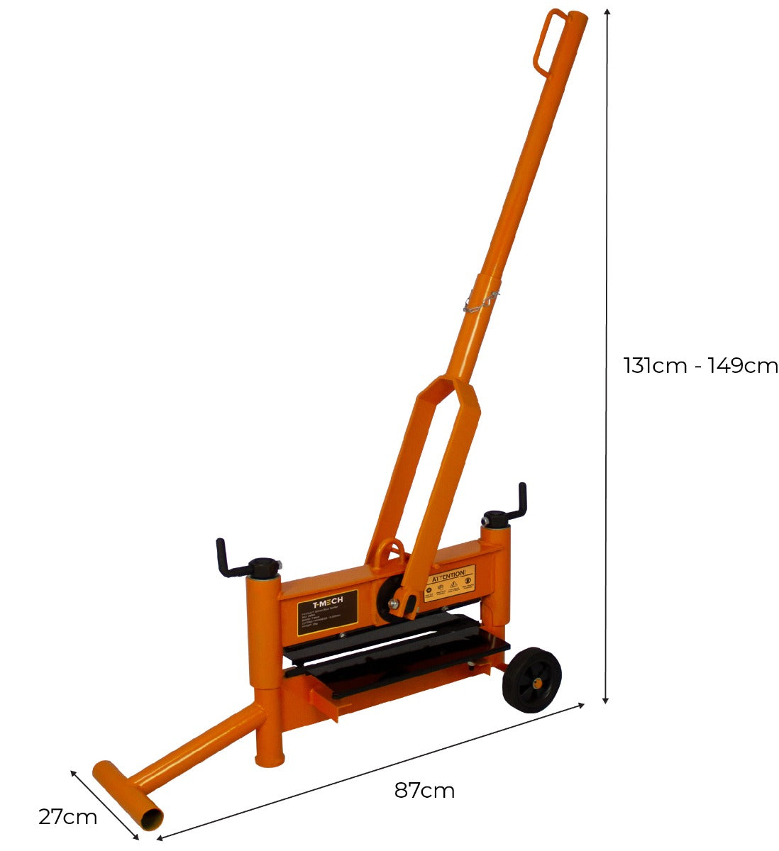 T-Mech 430mm Steinknacker in leuchtendem Orange, mit langem Griff, stabiler Basis und Rädern für einfache Handhabung, ideal zum Schneiden von Steinen