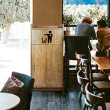 Abfallbehälter und Tablettablage aus heller Eiche, mit glatter Oberfläche und minimalistischer Gestaltung, ideal für Cafés und Restaurants