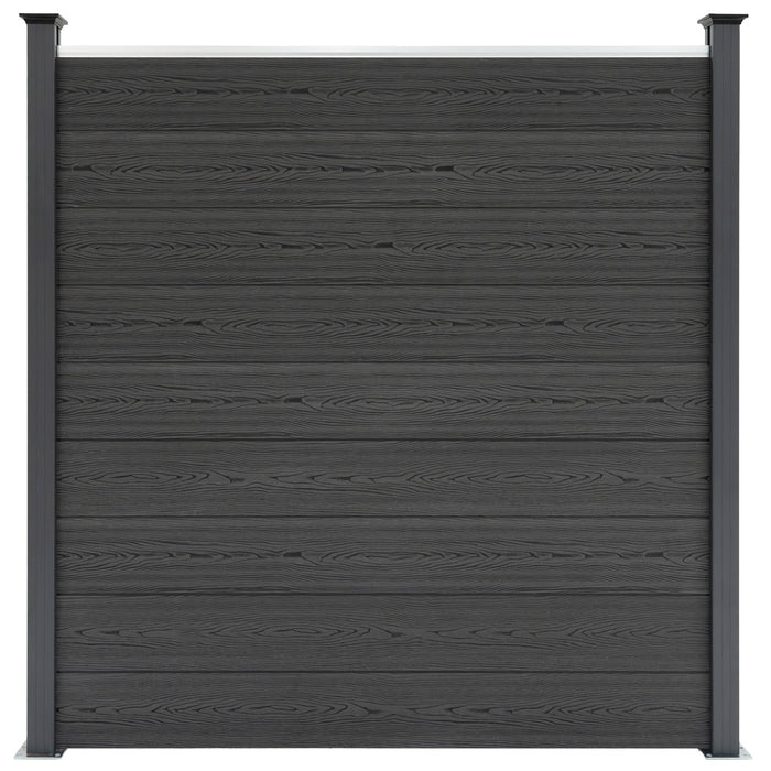 Dunkle Holzoptik Zaunpaneele mit horizontalen Lamellen, eleganter Rahmen in Schwarz, ideal für Garten- und Landschaftsgestaltung