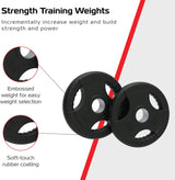 Schwarze 2,5 kg Tri-Grip Gummi-Hantelscheiben mit rutschfester Oberfläche und eingeprägtem Gewicht für einfaches Heben und Training