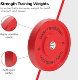 Rote Olympische Bumper Plates von Body Revolution, 25 kg, aus weichem Gummi, langlebig, ideal für Krafttraining und Fitness, mit prägnantem Logo