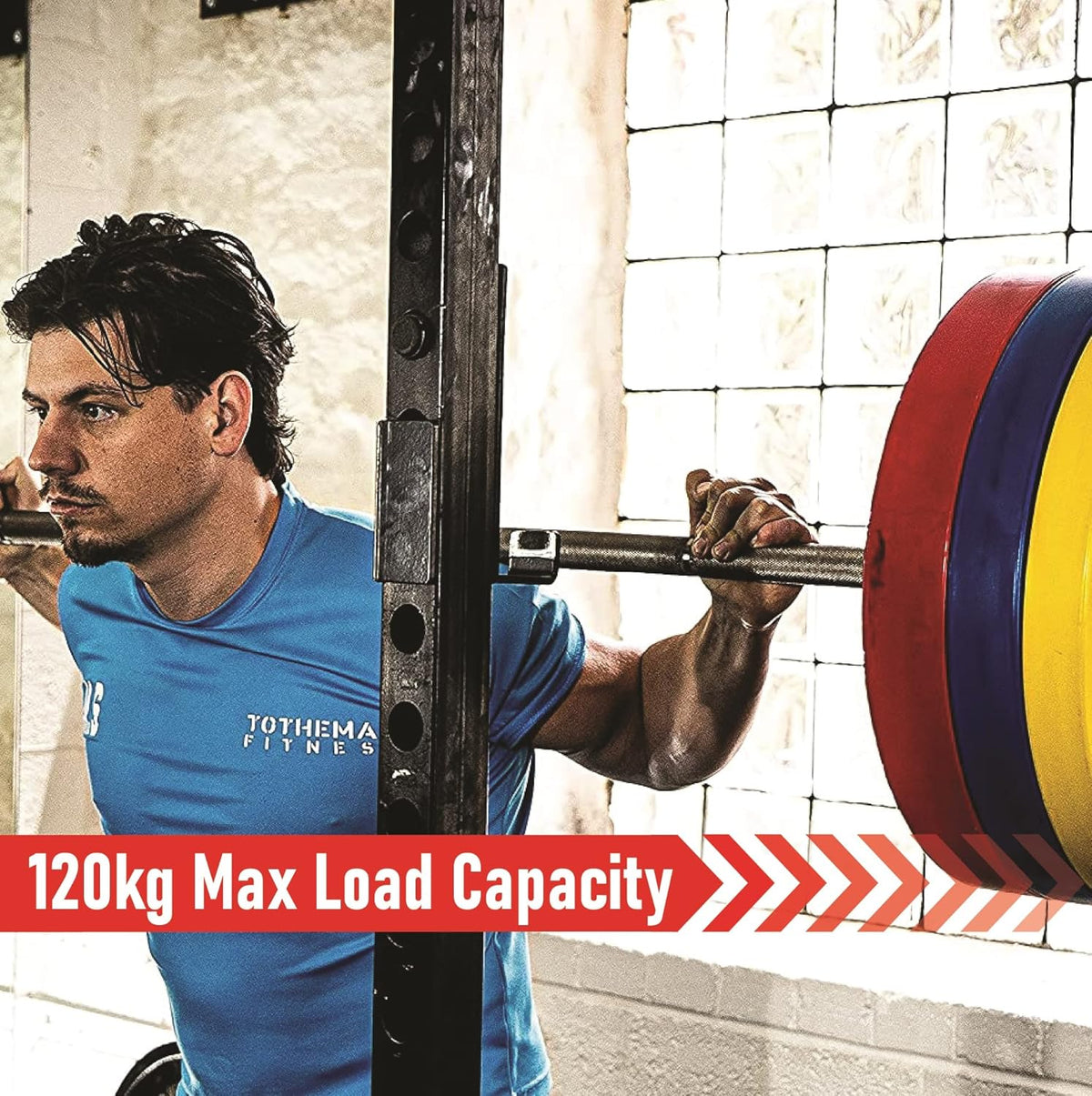 Gerade Hantelstange in Schwarz mit bunten Gewichten, ideal für Krafttraining, 1,2 m lang, 120 kg maximale Tragfähigkeit, rutschfeste Griffe