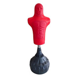 Freistehender Boxdummy in leuchtendem Rot mit muskulösem Oberkörper und stabiler schwarzer Basis, ideal für das Boxtraining und Selbstverteidigung