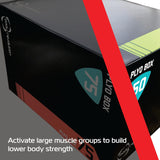 Große Body Revolution Plyo Box in Schwarz mit farbigen Markierungen, ideal für plyometrisches Training und Stärkung der unteren Körpermuskulatur