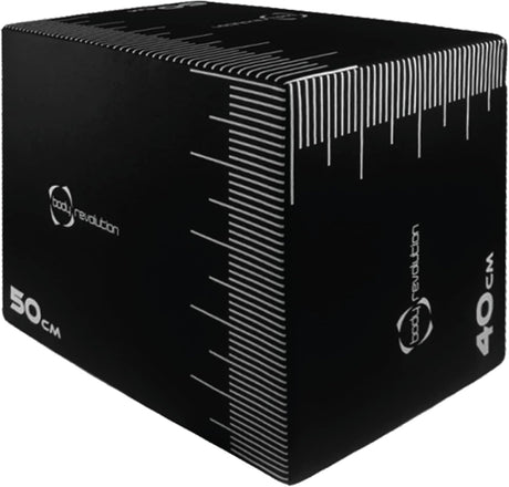 Schwarze Plyo Box mit Maßstab, 50 cm hoch und 40 cm breit, aus strapazierfähigem Material, ideal für Fitness-Training und Plyometrie