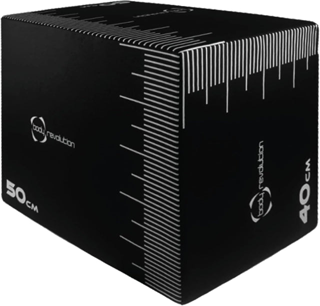 Schwarze Plyo Box mit Maßstab, 50 cm hoch und 40 cm breit, aus strapazierfähigem Material, ideal für Fitness-Training und Plyometrie