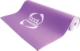 Lila Yogamatte von Body Revolution mit rutschfester, strukturierten Oberfläche und Logo, ideal für Yoga und Fitnessübungen